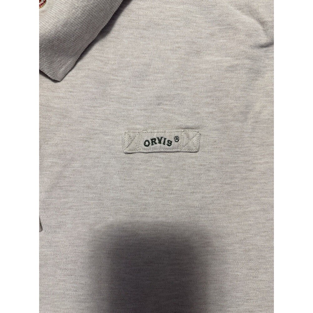 Orvis Men's XXL Long Sleeve Polo Shirt Heather Grey 100% Cotton Pique Fly Logo - Picture 2 of 7